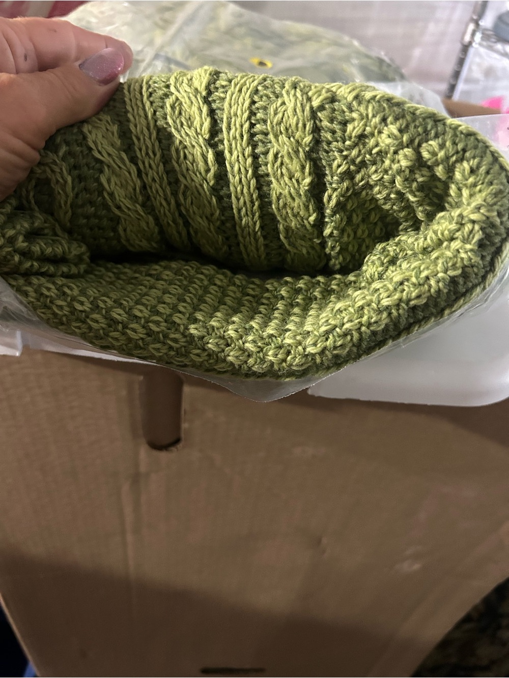 Aran Crafts Light Green Merino Wool Cable Knit Sweater - Picture 5 of 14